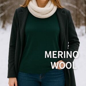 Segments Dark Green 100% Merino Wool Long Sleeve Base Layer Top NWOT L